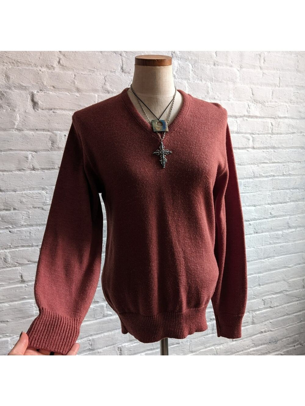 Vintage Minimalist Neutral Knit Grandpa Sweater Chunky Knit Earthy Boho Chic Top